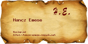 Hancz Emese névjegykártya